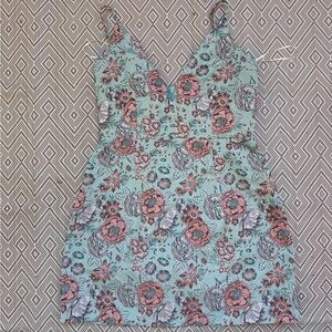 Hello Molly Blue Floral V-Neck Mini Dress